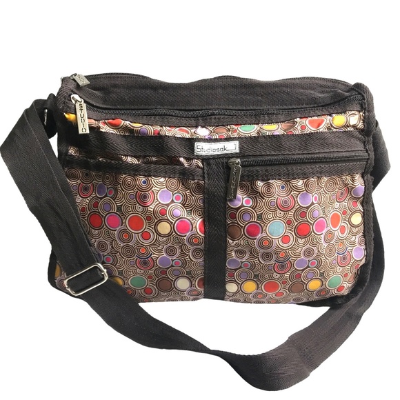 Studiosak Handbags - Studiosak Multi-Pocket Shoulder/Crossbody Circle Pattern